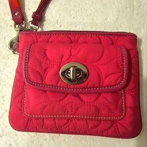 Coach Small quilted Wristlet with leather trim